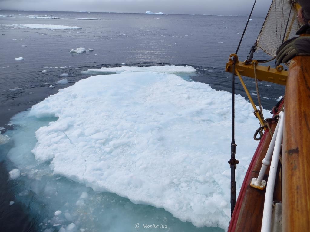 Kollision der Bark Europa mit einer Eisscholle